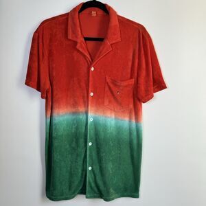 Flex Living Shirt Mens Medium Ombre Orange Resort Wear Beach Lounge Colorful